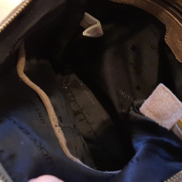 Y2k Luckys brand beige grey suede leather shoulder bag - Picture 7 of 11